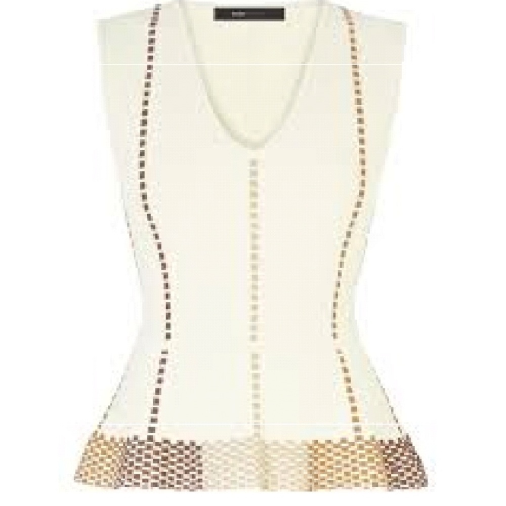 BCBG Laure Dotted Knit Jacquard Peplum Top